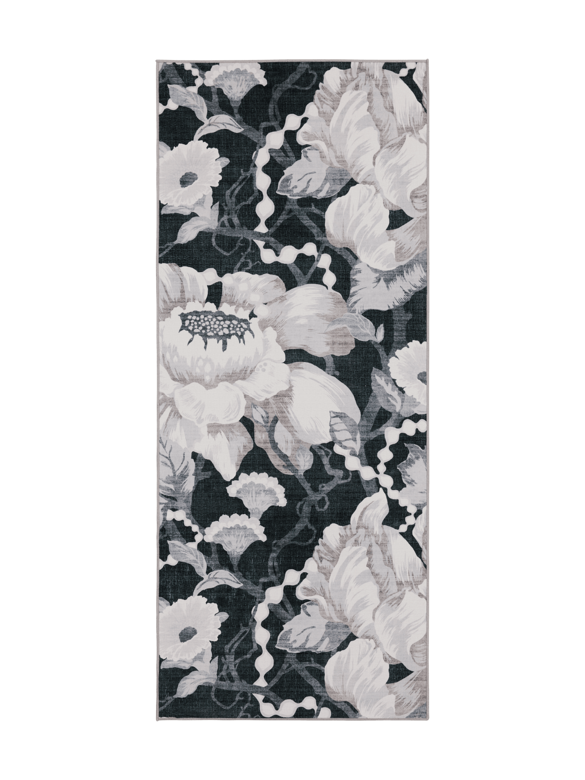 108769-9901; Vallila Romanssi-käytävämatto Musta-valkoinen / 80x200 cm 